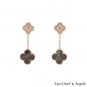Van Cleef & Arpels Rose Gold Diamond Magic Alhambra Earrings